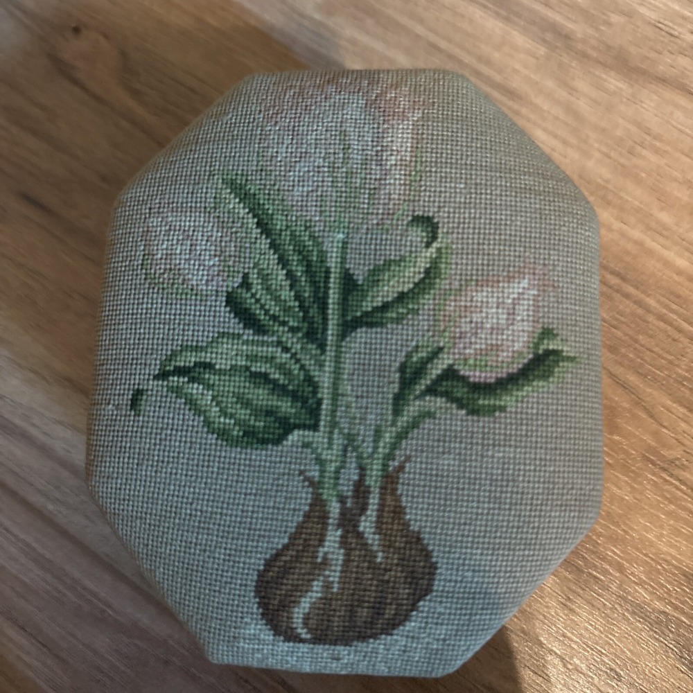Antique French Needlepoint Lidded Box